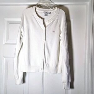 Vineyard‎ Vines While Button Front Cardigan Sweater Size 10-12 Pink Whale Cotton
